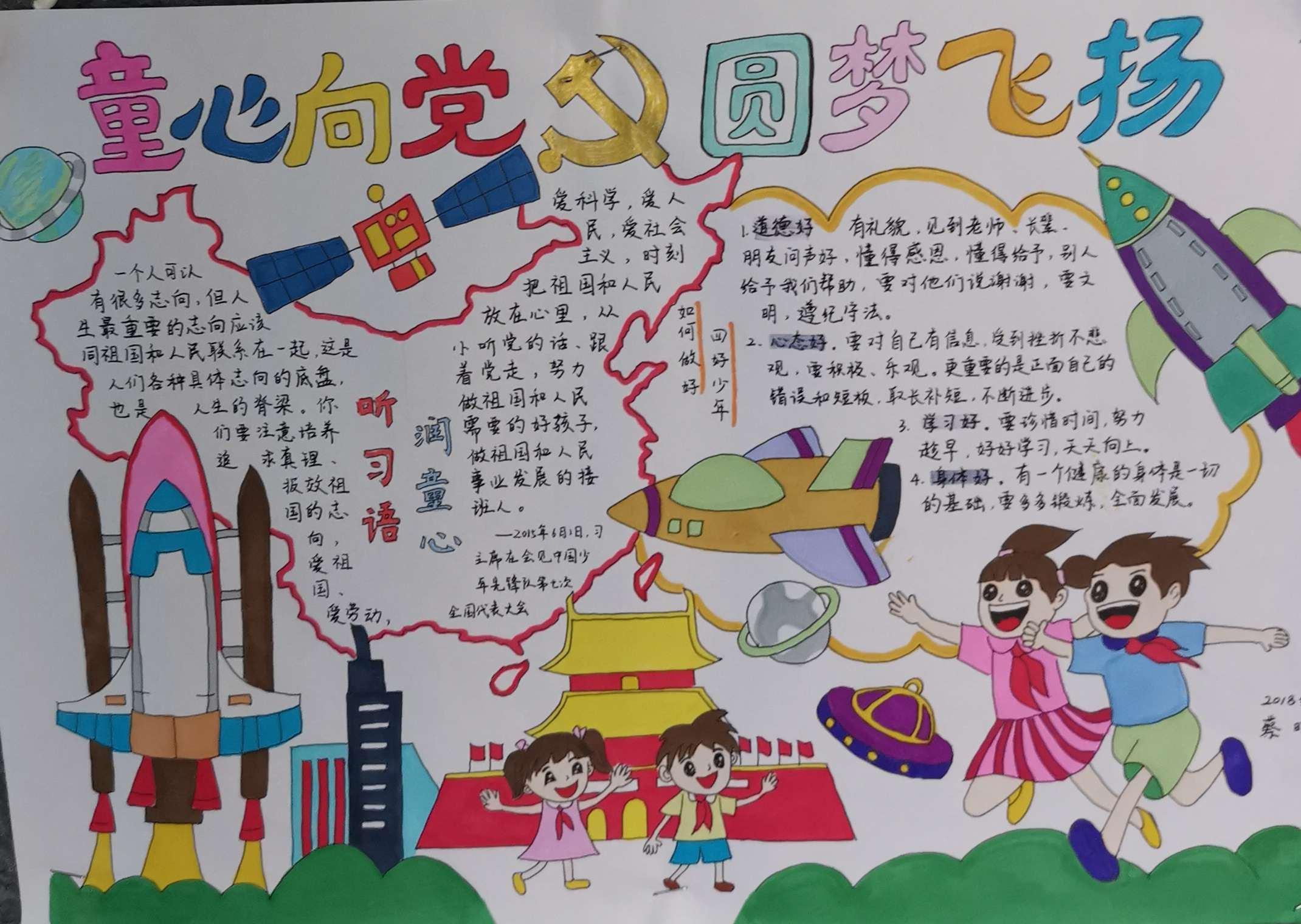 下面就让我们一起来好好欣赏孩子们画的"童心向党"手抄报绘画作品吧!