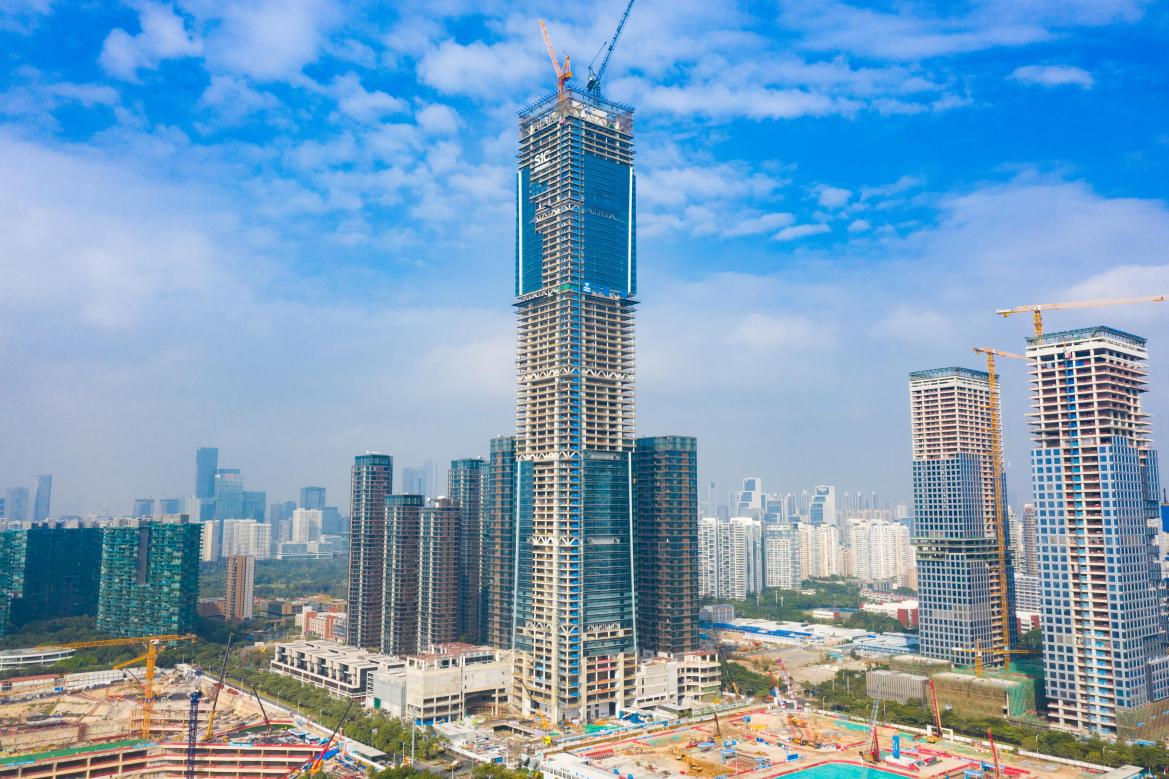 全新tod城市垂直综合体深湾汇云中心稳步建设中